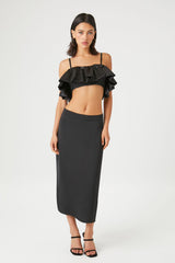 Satin Ruffle Cropped Cami