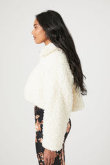 Faux Shearling Cropped Moto Jacket