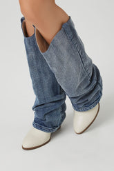 Denim & Faux Leather Boots