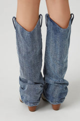 Denim & Faux Leather Boots