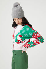 Skiing Santa Cardigan Sweater