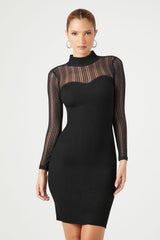 Sweater-Knit Mock Neck Midi Dress
