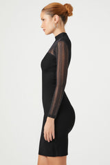Sweater-Knit Mock Neck Midi Dress