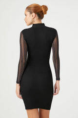 Sweater-Knit Mock Neck Midi Dress