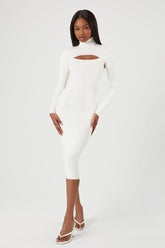 Turtleneck Combo Sweater Dress