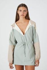 Colorblock Hooded Mini Dress