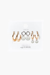 Geo Hoop Rhinestone Earring Set