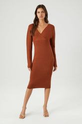 Surplice Midi Sweater Dress