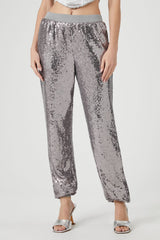 Sequin Mid-Rise Ankle Joggers
