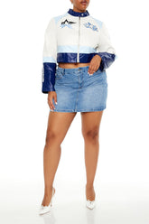 Plus Size Denim Mini Skirt
