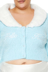 Plus Size Faux Fur Hello Kitty Cardigan Sweater