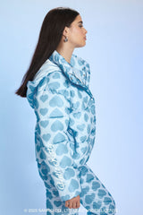 Hello Kitty Heart Print Puffer Jacket