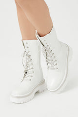 Rhinestone-Trim Combat Boots