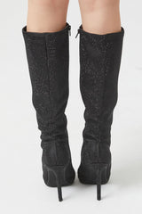 Pointed Rhinestone Stiletto Boots
