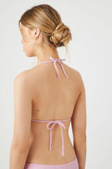Shimmer Striped Triangle String Bikini Top