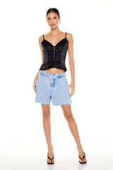 Satin Lace-Trim Cami