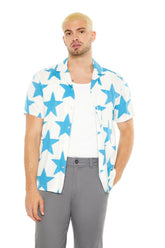 Star Print Button-Up Shirt