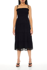 Tiered Self-Tie Cami Midi Dress