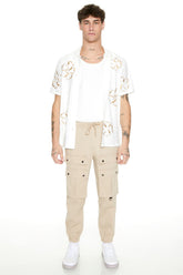Twill Studded Cargo Joggers
