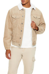 Faux Shearling-Trim Trucker Jacket