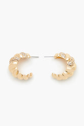 Twisted Rhinestone Hoop Earrings