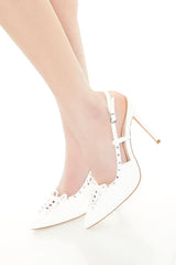 Faux Leather Lace-Up Heels