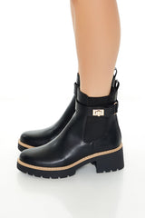 Buckled Two-Tone Chelsea Booties