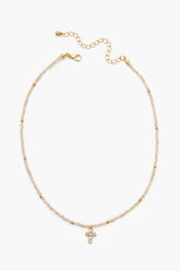 Beaded Cross Charm Necklace
