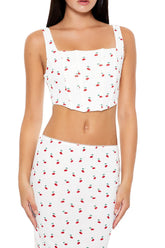 Cherry Print Lingerie Corset Top