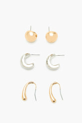 Stud & Geo Hoop Earring Set