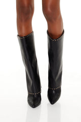 Studded Knee-High Overlay Boots