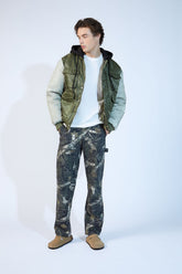 Leaf Print Mid-Rise Straight Pants