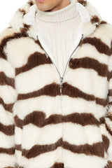 Striped Faux Fur Jacket