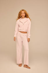 Velour Mid-Rise Wide-Leg Pants