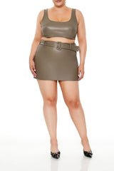 Plus Size Faux Leather Crop Top