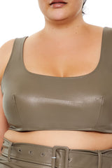 Plus Size Faux Leather Crop Top