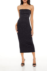Contour Sculpt Rhinestone Midi Tube Dress