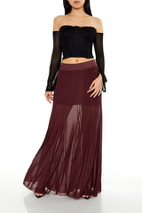 Sheer Overlay Maxi Skirt