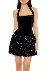 Sequin Halter Mini Dress