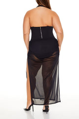Plus Size Sheer Halter Maxi Dress