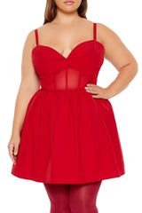 Plus Size Fit-and-Flare Sweetheart Mini Dress