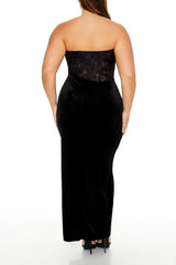 Plus Size Lace & Velour Maxi Dress