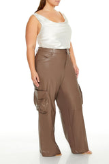 Plus Size Faux Leather Cargo Pants