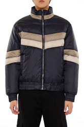 Colorblock Funnel Neck Puffer Jacket