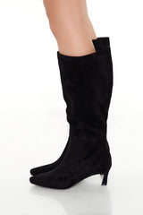 Faux Suede Pointed-Toe Boots