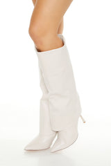 Faux Leather Overlay Stiletto Boots
