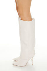 Faux Leather Overlay Stiletto Boots