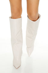 Faux Leather Overlay Stiletto Boots