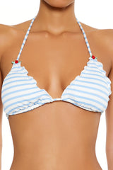 Striped Seersucker Triangle Bikini Top