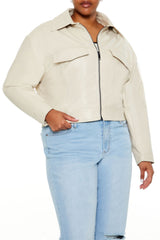 Plus Size Faux Leather Jacket